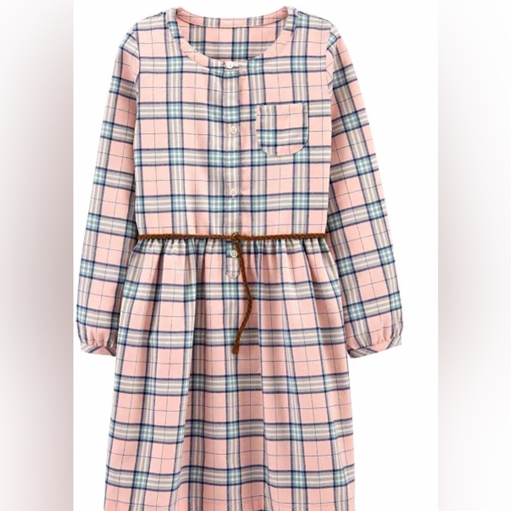 Brand New with Tag Carter’s Little & Big Girls Plaid Shirt Dress. Size 6/6x.